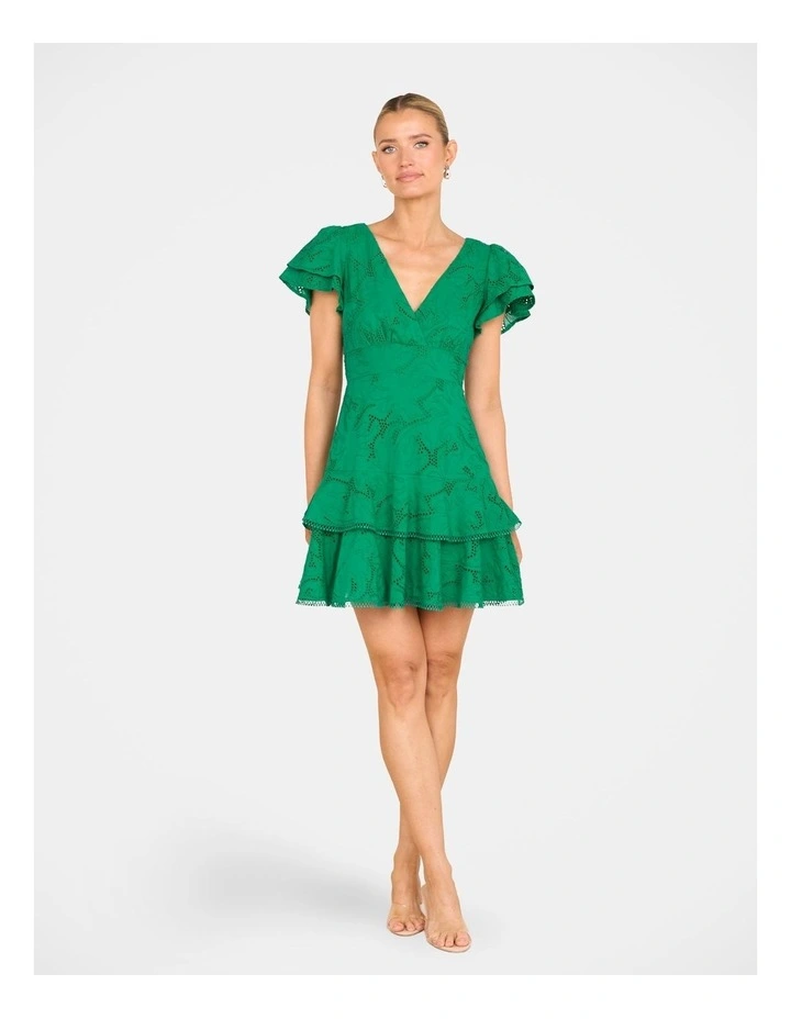 Millie Short Sleeve Mini Dress in Green image 5