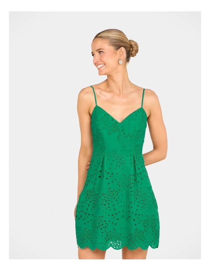 Ena Sleeveless Mini Dress in Green image 4