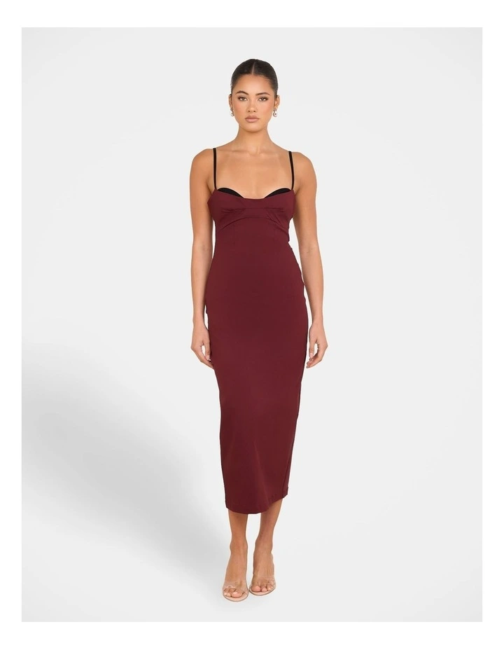 Yolanda Sweetheart Midi Dress in Red image 1