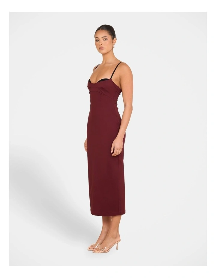 Yolanda Sweetheart Midi Dress in Red image 3