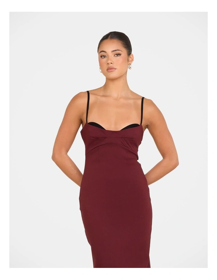 Yolanda Sweetheart Midi Dress in Red image 4