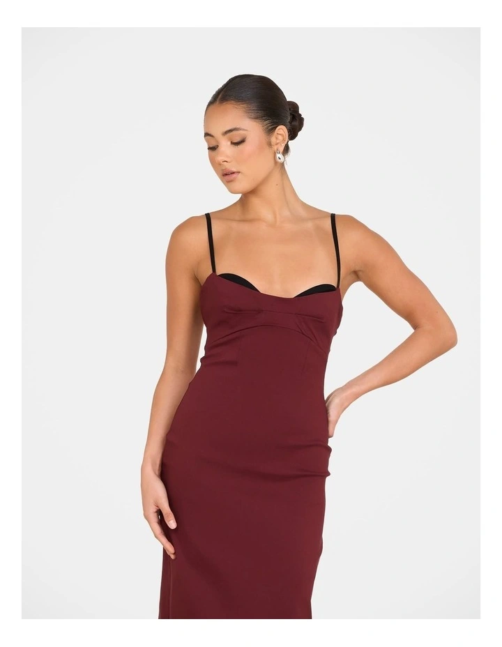 Yolanda Sweetheart Midi Dress in Red image 5