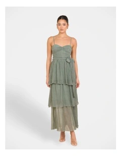 Regina Ruched Maxi Dress in Green