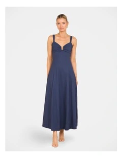 Daphne Plunge Maxi Dress in Blue