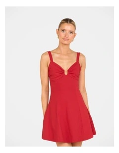 Ramona Plunge Mini Dress in Red