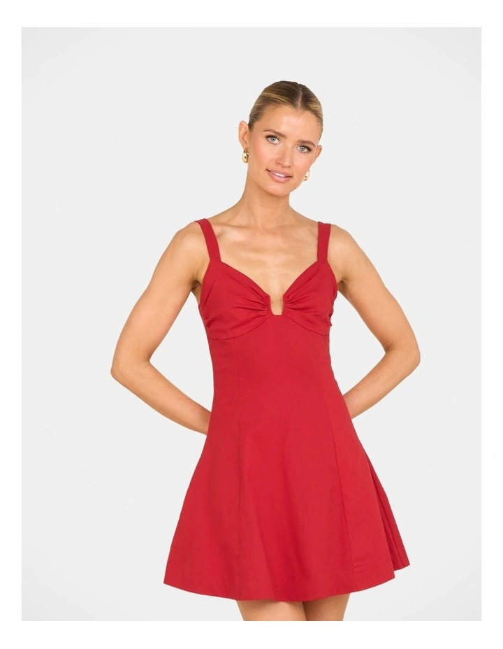 Ramona Plunge Mini Dress in Red image 2