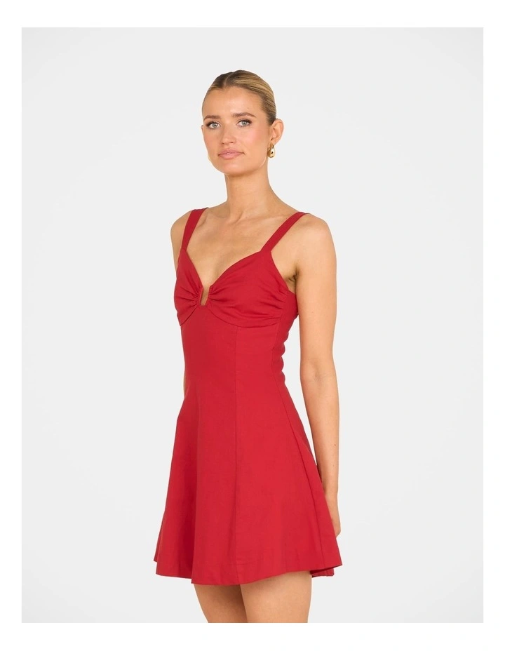 Ramona Plunge Mini Dress in Red image 3