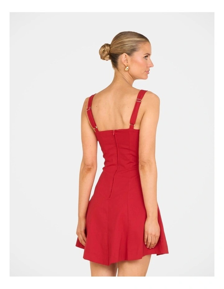 Ramona Plunge Mini Dress in Red image 4
