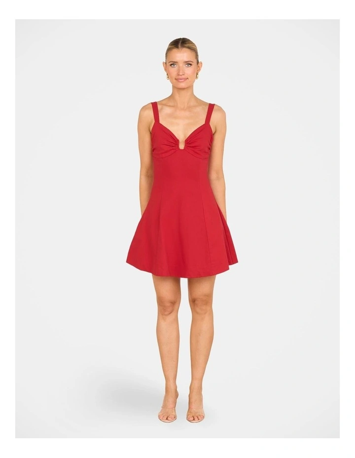 Ramona Plunge Mini Dress in Red image 5