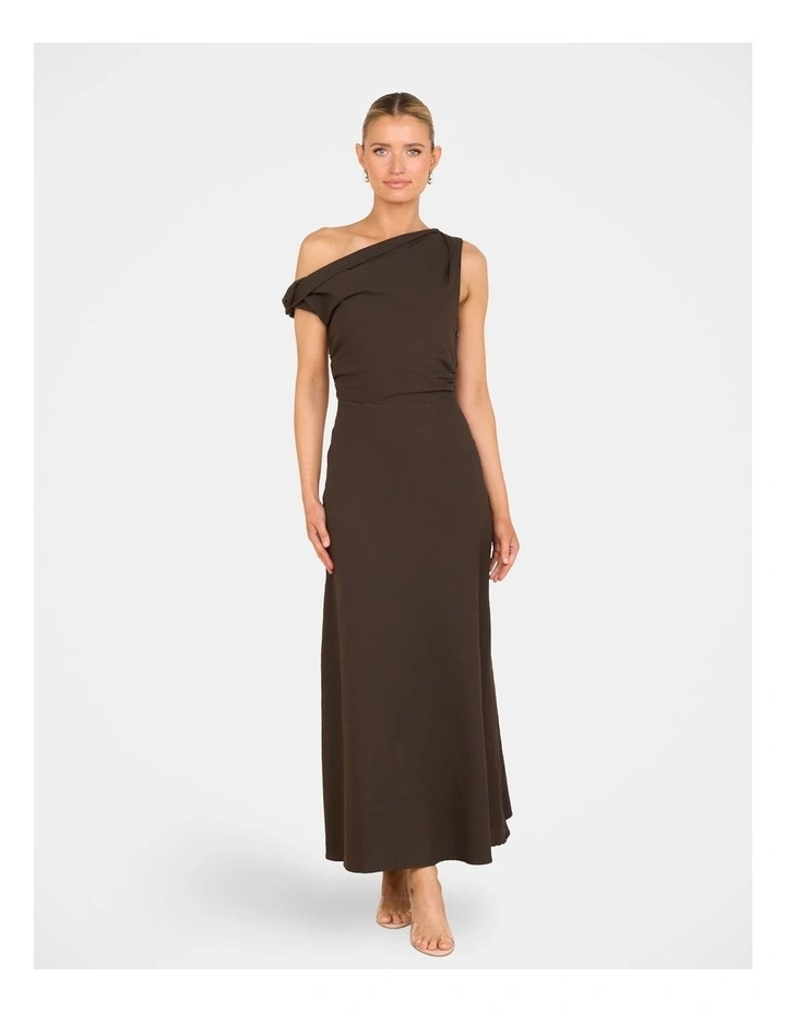 Patricia Off Shoulder Dress in Brown image 1
