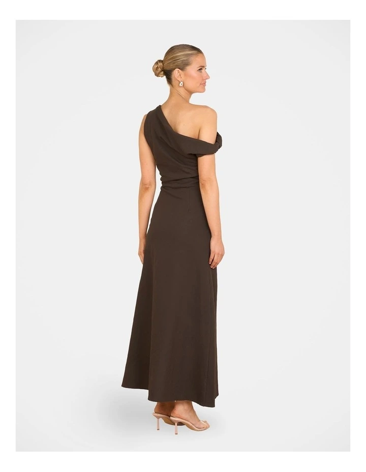 Patricia Off Shoulder Dress in Brown image 2