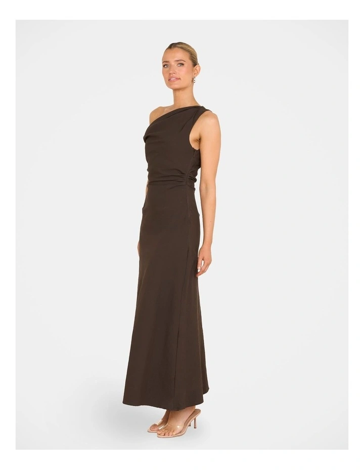 Patricia Off Shoulder Dress in Brown image 3