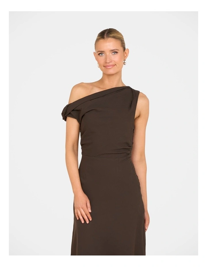 Patricia Off Shoulder Dress in Brown image 4