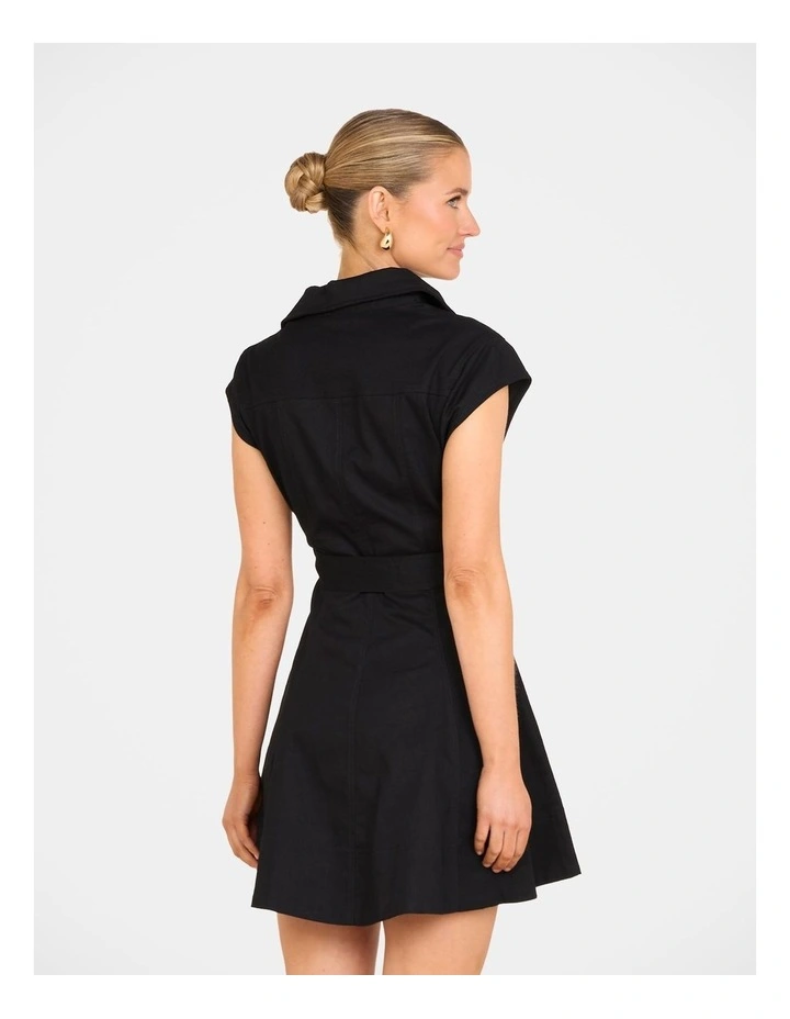 Filips Button Front Mini Dress in Black image 2