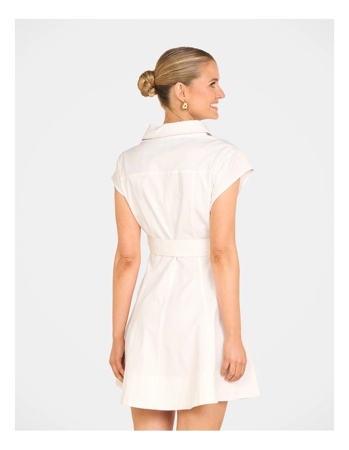 Filips Button Front Mini Dress in White image 2