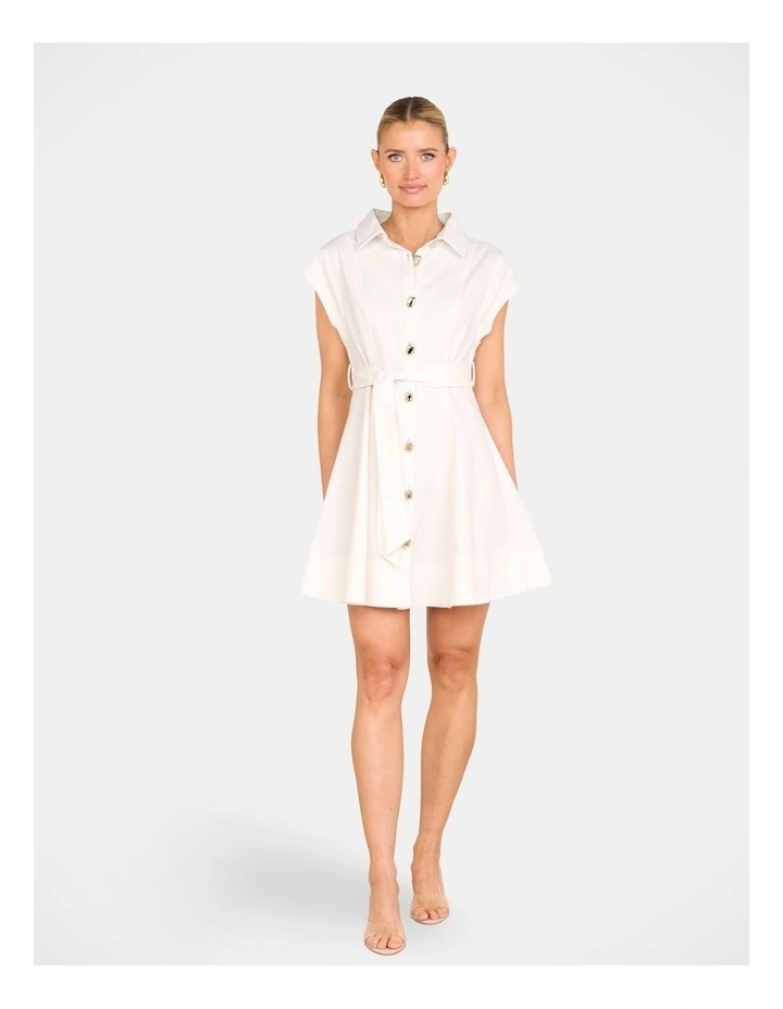 Filips Button Front Mini Dress in White image 5