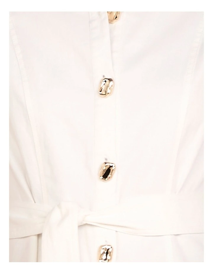 Filips Button Front Mini Dress in White image 6