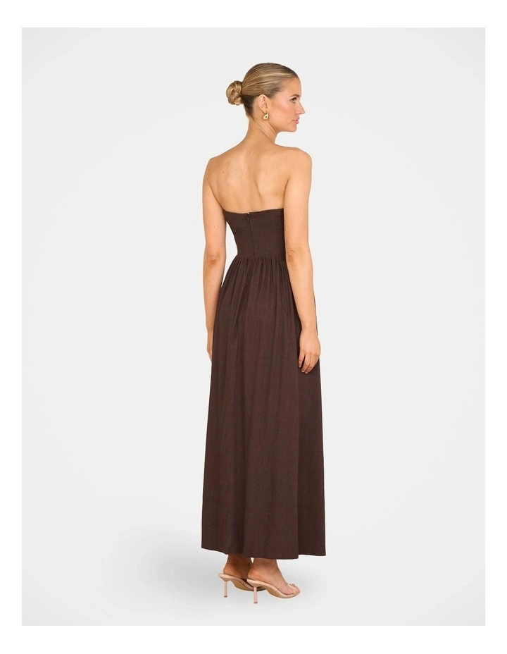 Odette Strapless Maxi Dress in Brown image 2