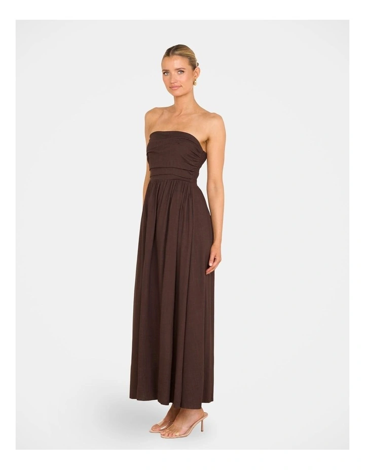 Odette Strapless Maxi Dress in Brown image 3
