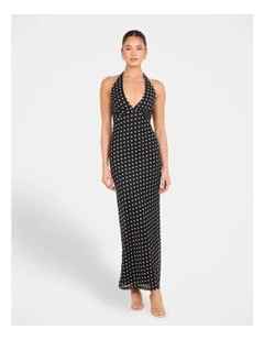 Oscar Dot Mesh Maxi Dress in Multi