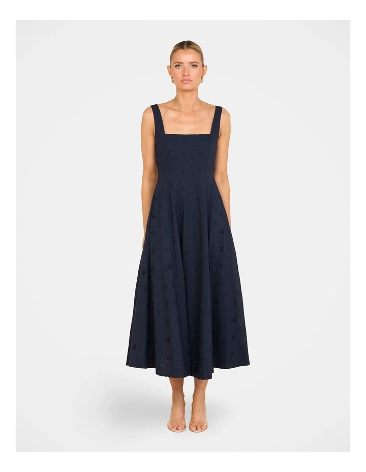 Xerena Square Neck Midi Dress in Blue image 1