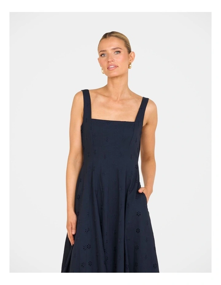 Xerena Square Neck Midi Dress in Blue image 4