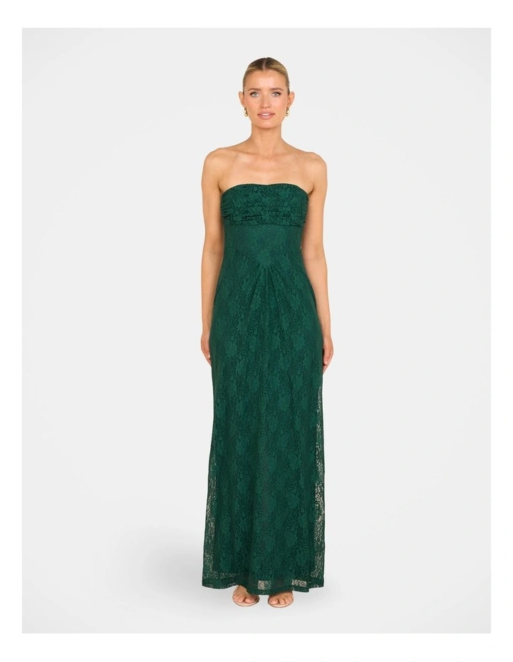 Sela Strapless Lace Gown in Green image 1