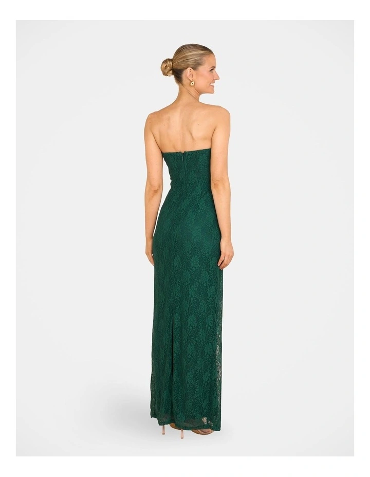 Sela Strapless Lace Gown in Green image 2