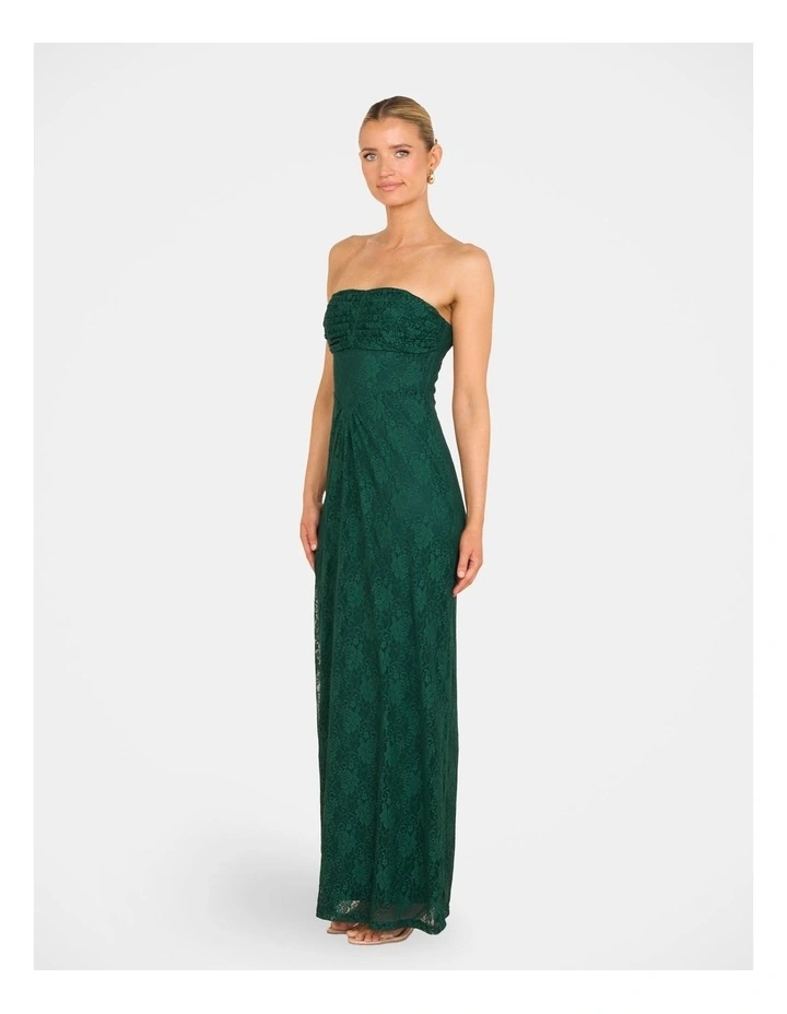 Sela Strapless Lace Gown in Green image 3