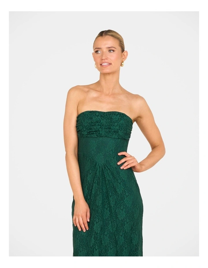 Sela Strapless Lace Gown in Green image 5