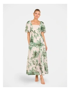 Bev Puff Sleeve Maxi Dress in Multi