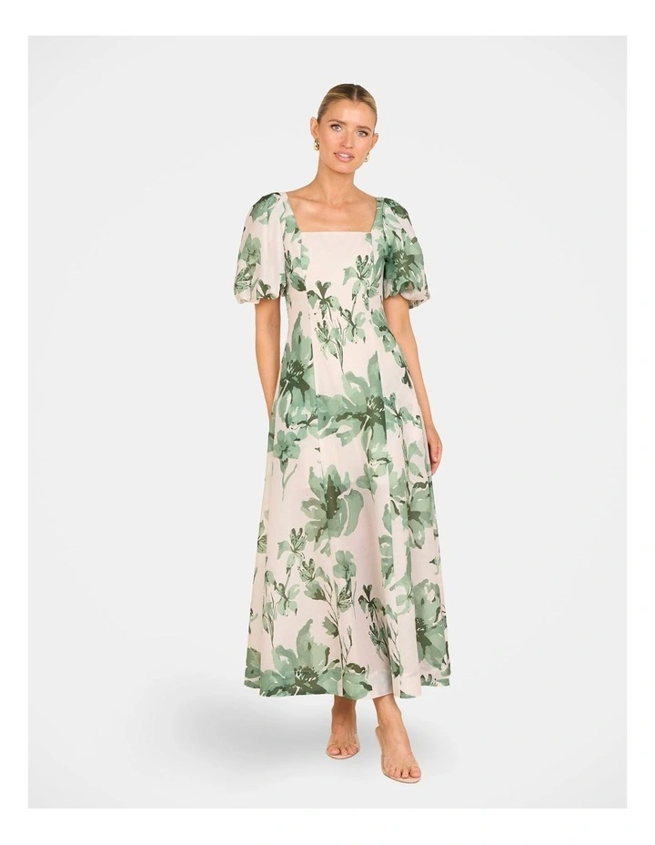 Bev Puff Sleeve Maxi Dress in Multi image 1