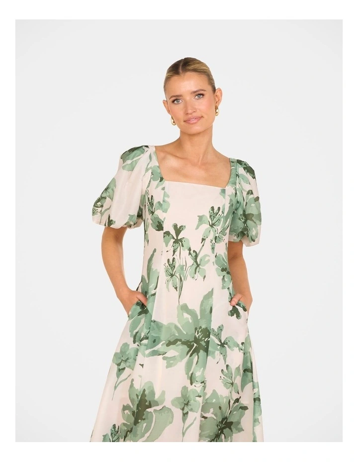 Bev Puff Sleeve Maxi Dress in Multi image 4