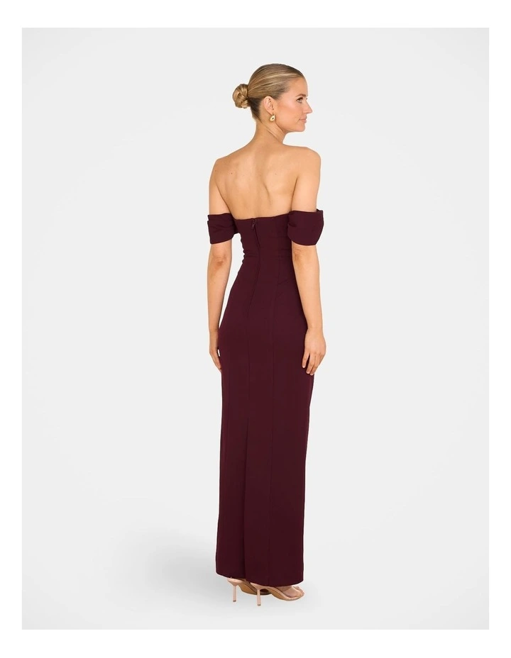 Drea Off Shoulder Column Gown in Purple image 2