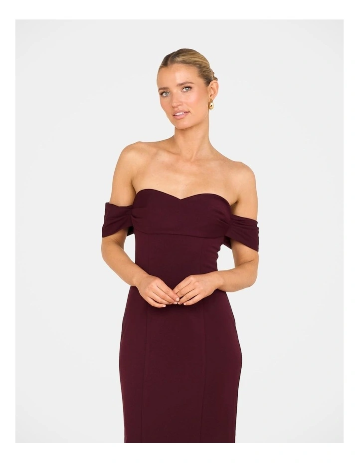 Drea Off Shoulder Column Gown in Purple image 4