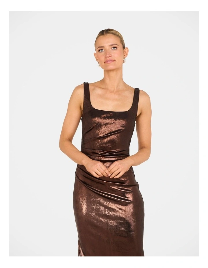 Emma Metallic Square Neck Gown in Brown image 5