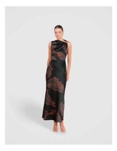 Somer Drape Shoulder Dress in Multi
