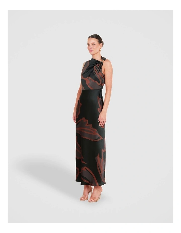 Somer Drape Shoulder Dress in Multi image 3