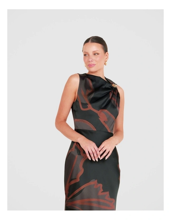 Somer Drape Shoulder Dress in Multi image 5