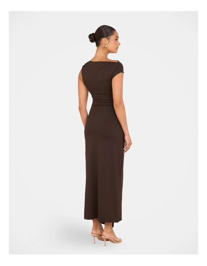 Rosemary High Neck Maxi Dress in Brown image 2