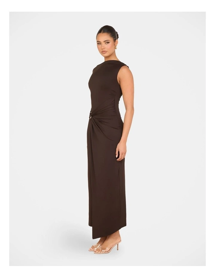 Rosemary High Neck Maxi Dress in Brown image 3