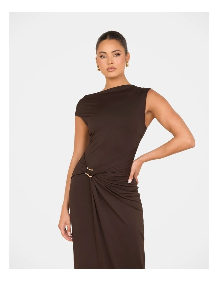 Rosemary High Neck Maxi Dress in Brown image 5