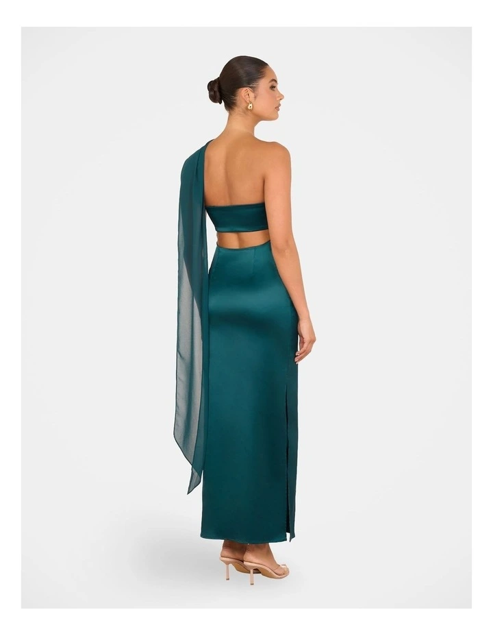 Vanya Strapless Satin Gown in Green image 2