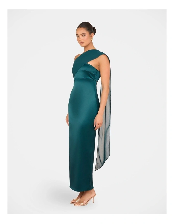 Vanya Strapless Satin Gown in Green image 3