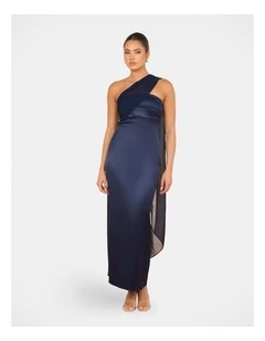 Vanya Strapless Satin Gown in Navy