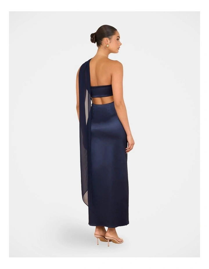 Vanya Strapless Satin Gown in Navy image 2