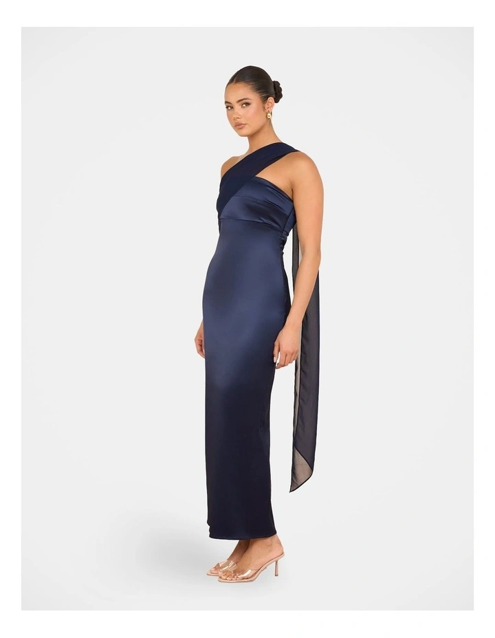 Vanya Strapless Satin Gown in Navy image 3