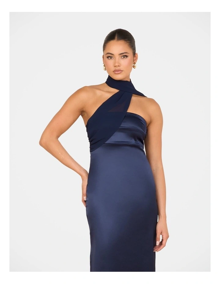 Vanya Strapless Satin Gown in Navy image 4