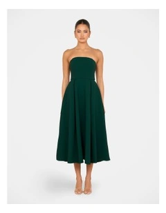 Greta Strapless A-line Dress in Green