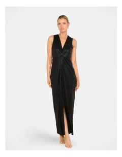 Belarus Plunge Twist Gown in Black